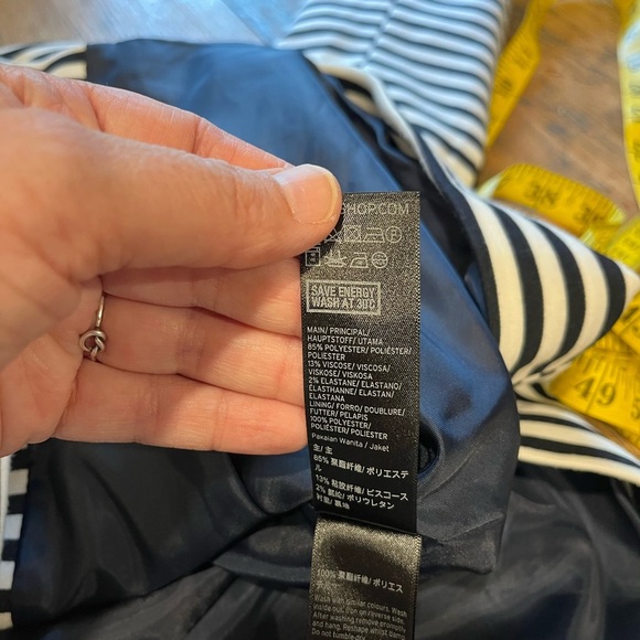 💙 TOPSHOP Striped Peplum Blazer – Navy & White – Size 6 (US) - Picture 4 of 8